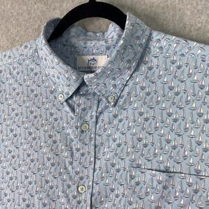 Southern Tide Shirt Mens XL Blue Forget A Boat It Button Down All Over Print